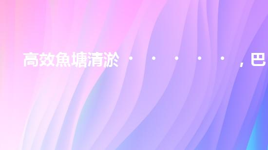 高效魚塘清淤，巴洛仕設備助力生態(tài)養(yǎng)殖